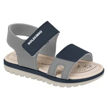 Sandália Papete Bebê Molekinho 2650.203.139(R$39,90 X 12 PARES)(19/26) CINZA/MARINHO