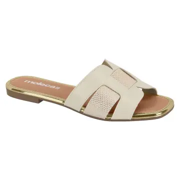 Tamanco Feminino Rasteira Slide Moleca 5435.553.29850(R$35,90 X 12 PARES)(-BRANCO OFF WHITE