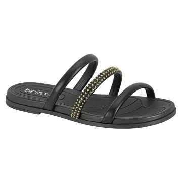 Sandália Feminina Beira Rio 8507.104 (R$36,90 X 12 PARES)(34/39)-PRETO/PRETO/OURO