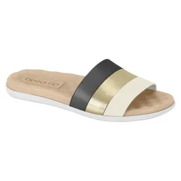 Tamanco Feminino Beira Rio 8360.360 (R$28,90 X 12 PARES)(34/39)-PRETO/DOURADO/BRANCO